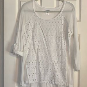 White embroidered maternity top